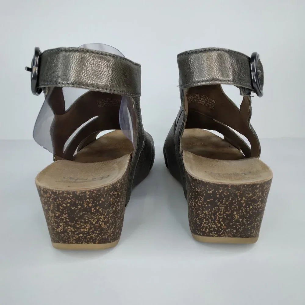 Dansko Women's Metallic Pewter Wedge Sandals